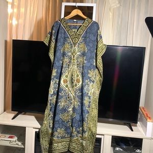 House dress/mumu, blue, Bohemian, style pattern, Long, XL women’s.